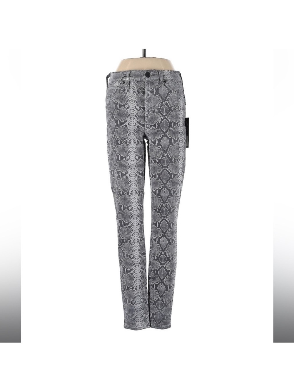 Hudson Barbara Snake Print Mid Rise Skinny Jeans 26 Gray Animal Print Stretch - Picture 2 of 6